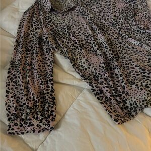 Grace Leopard Print Blouse - Pink and Black